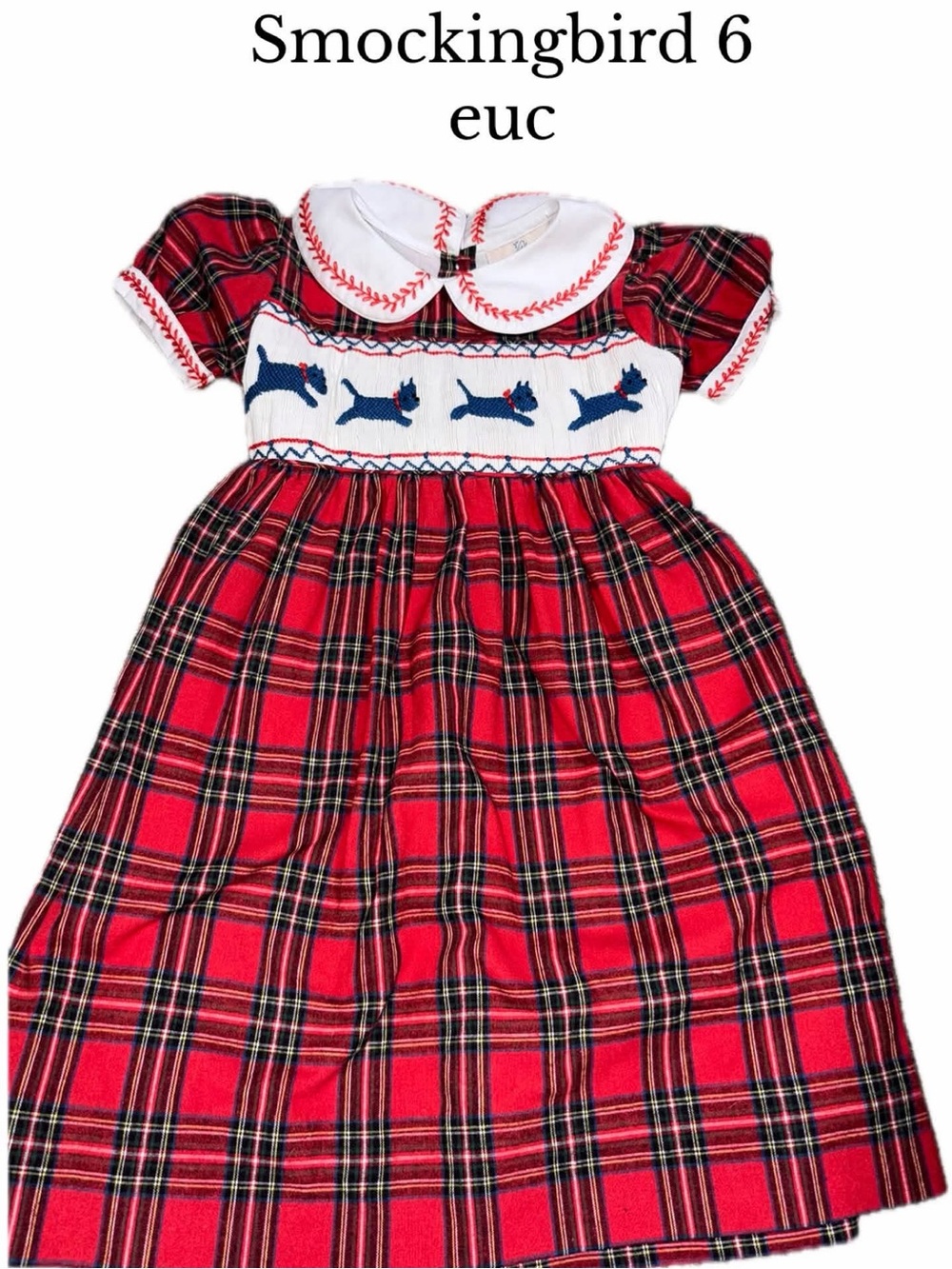 Smockingbird size 6 smock dog plaid dress